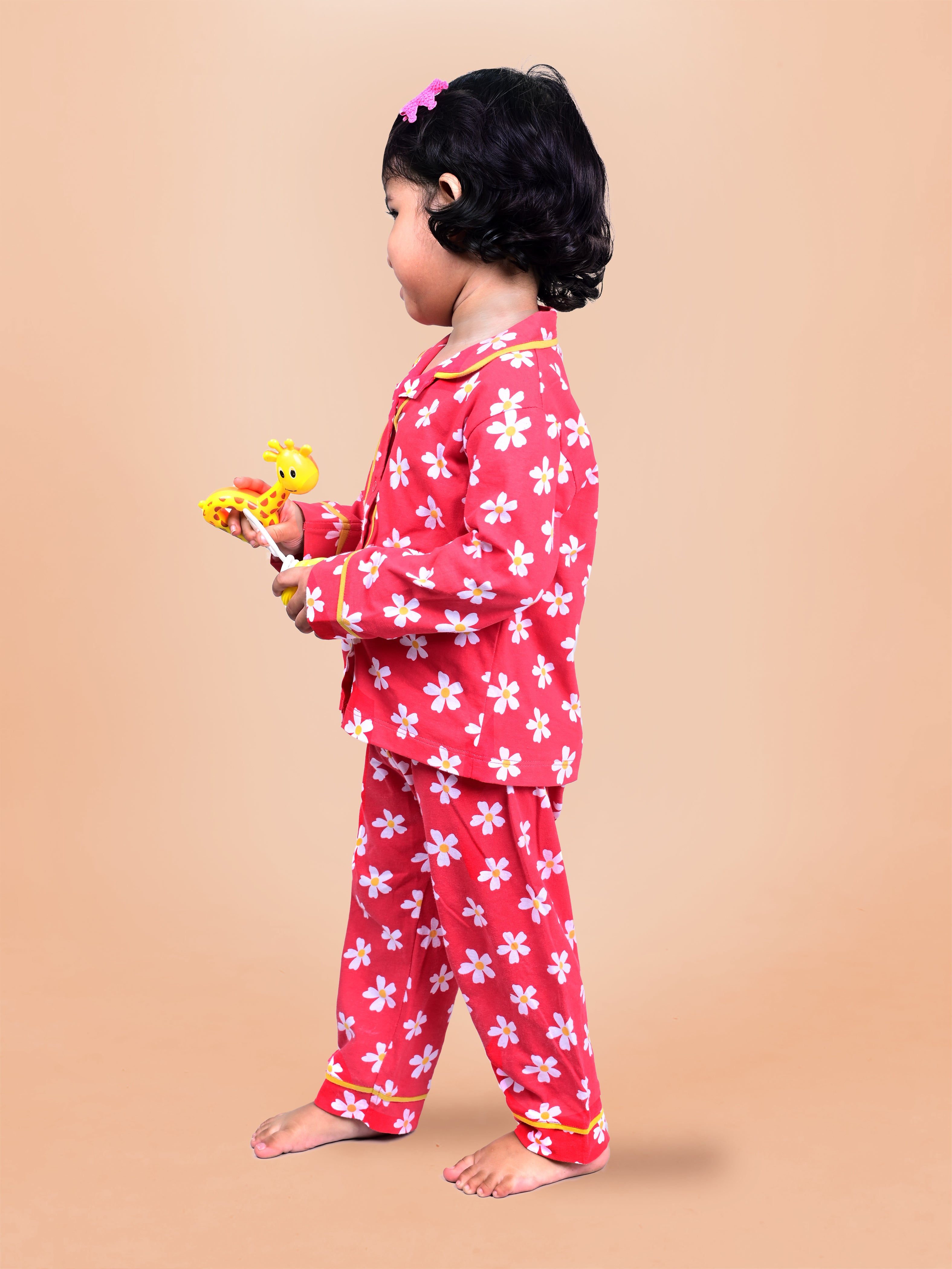 Red Allover Printed Baby Girls Night Suit G-F/S-NS-02
