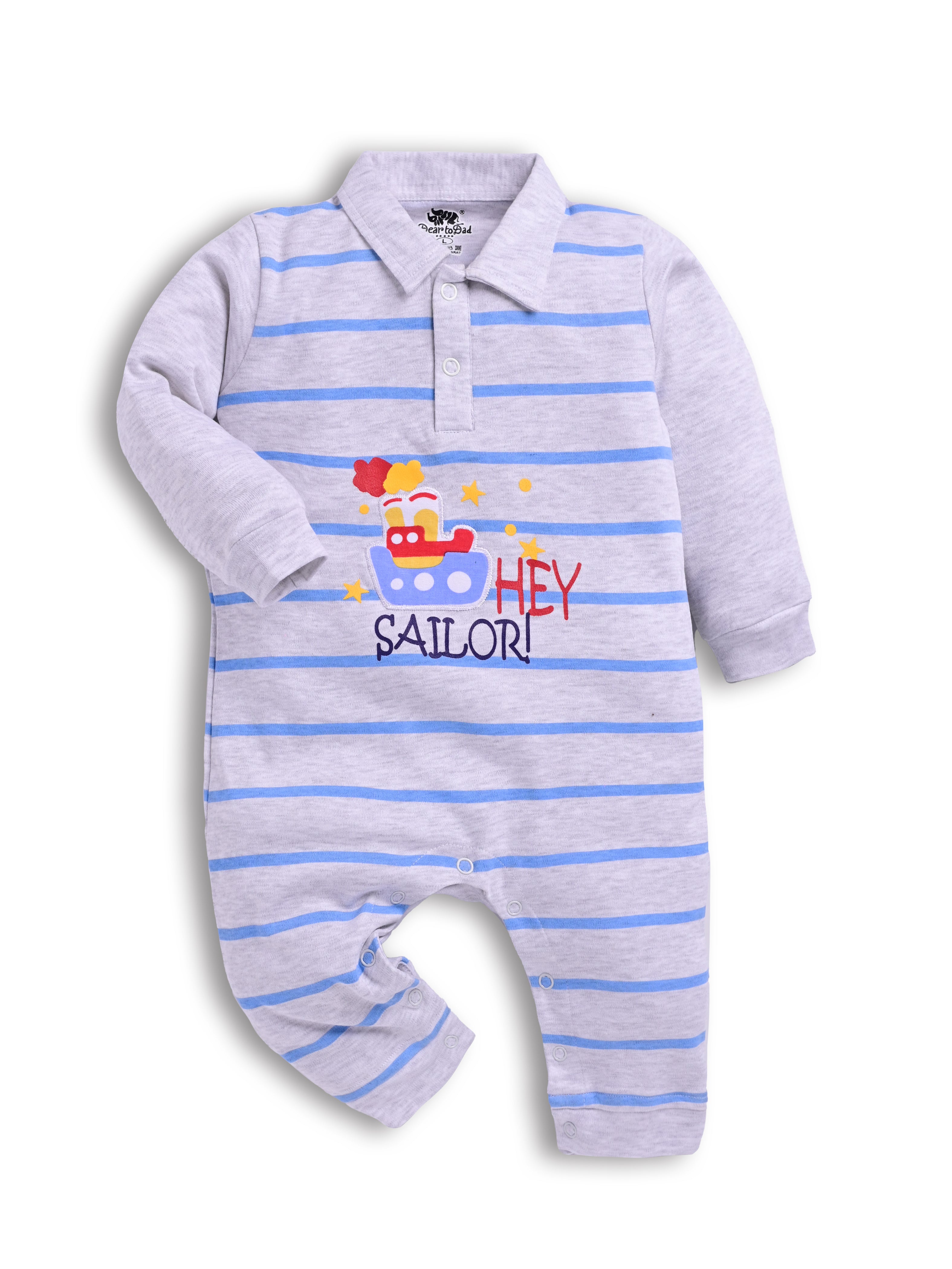 DTD Grey Color Sailor Design Infant Baby Romper S-09AB