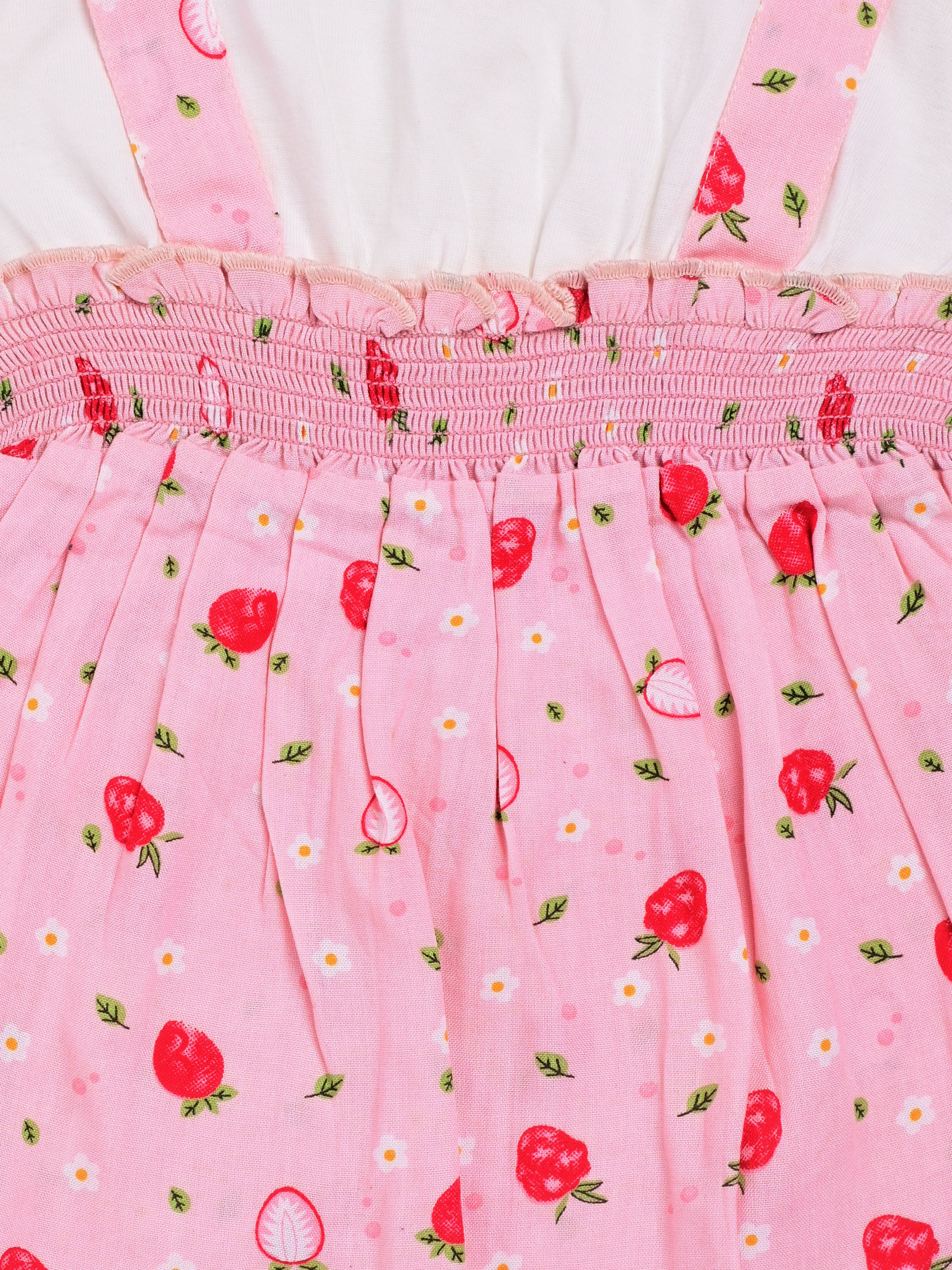 DTD White & Pink Color All Over Bottom Strawberry Baby Girls Panty Frock Set G-H/S-047A
