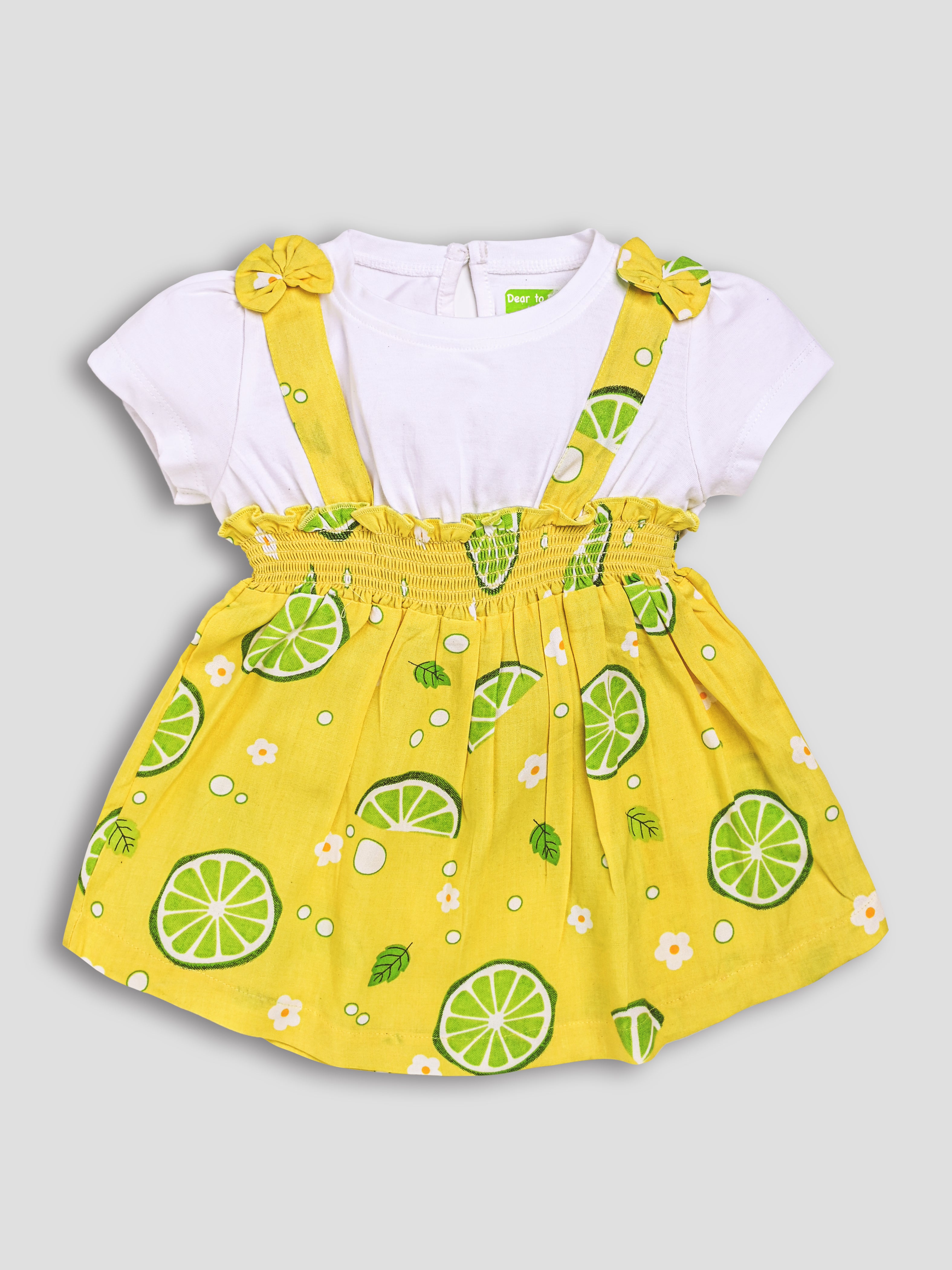 DTD White & Yellow Color Bottom Lemon Printed Baby Panty Frock Set G-H/S-050A