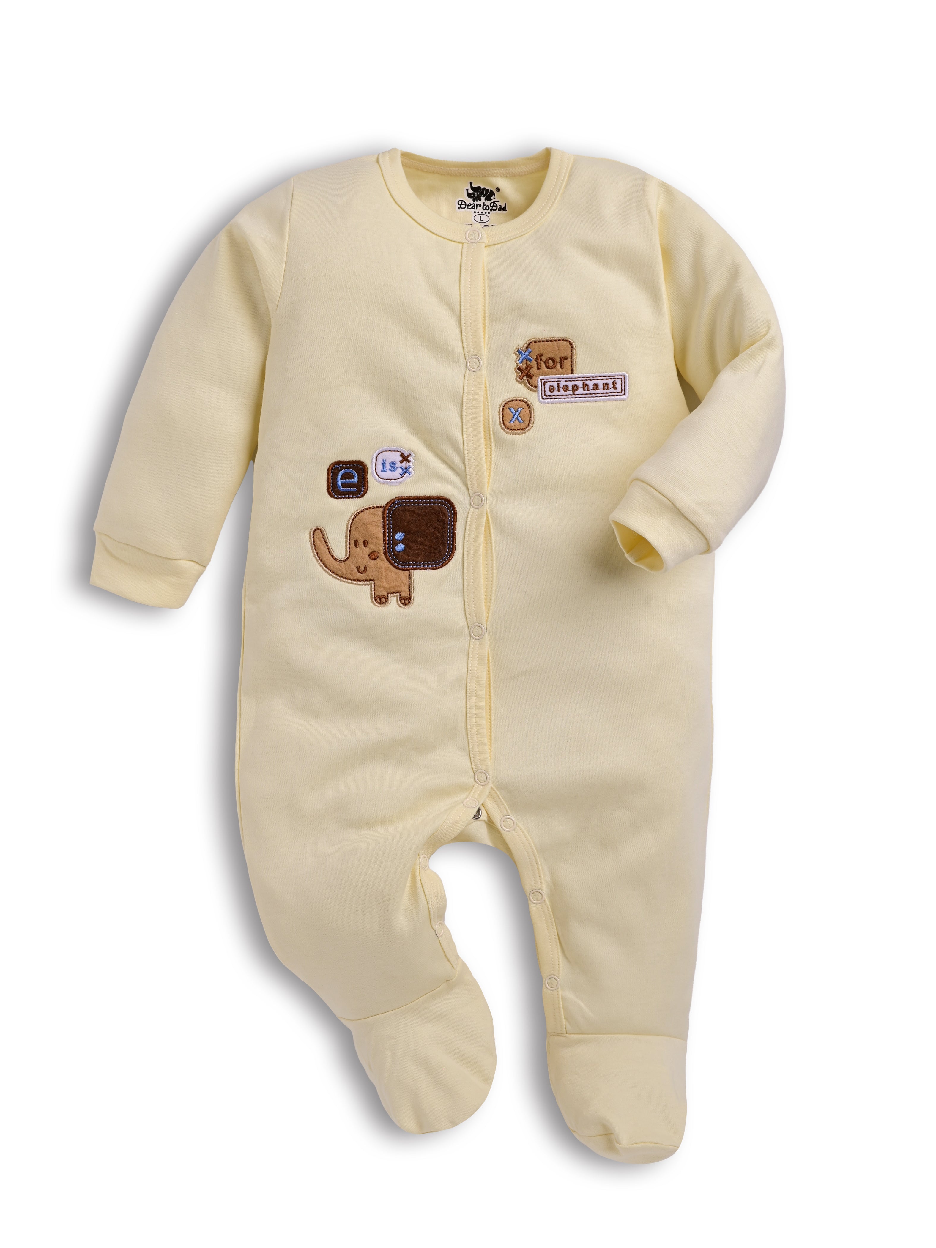 DTD Yellow Color Chest Embroidery Infant Baby Front Open Romper ON-B-F/S-002