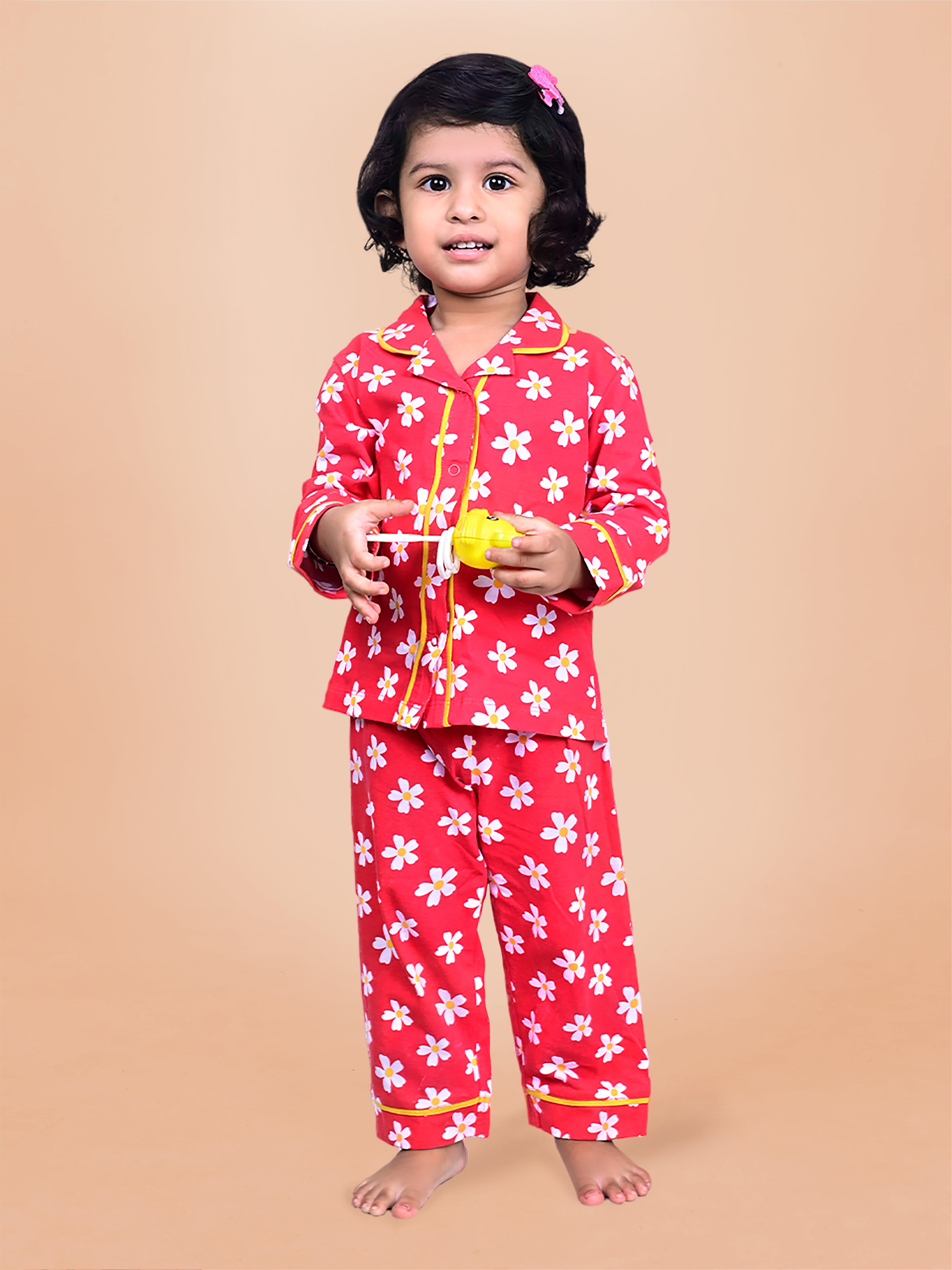 Red Allover Printed Baby Girls Night Suit G-F/S-NS-03