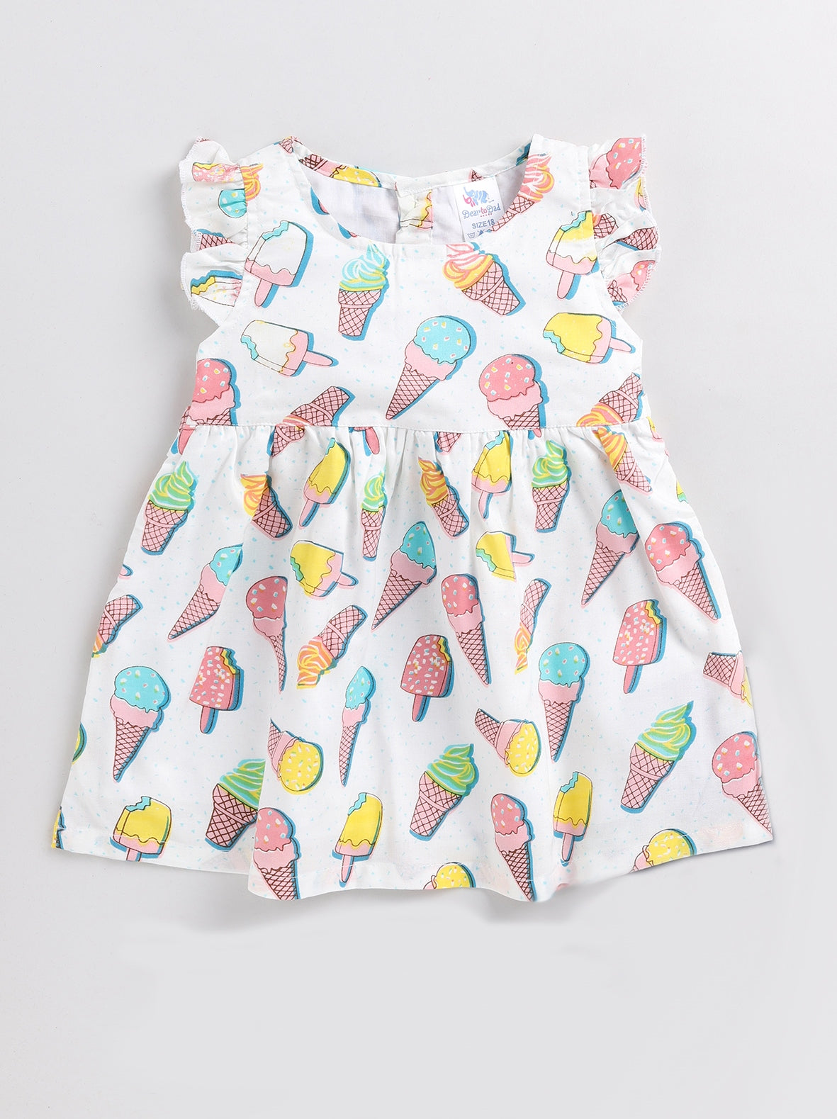 Mini Ice Cream All Over Printed Girls A-Line Frock