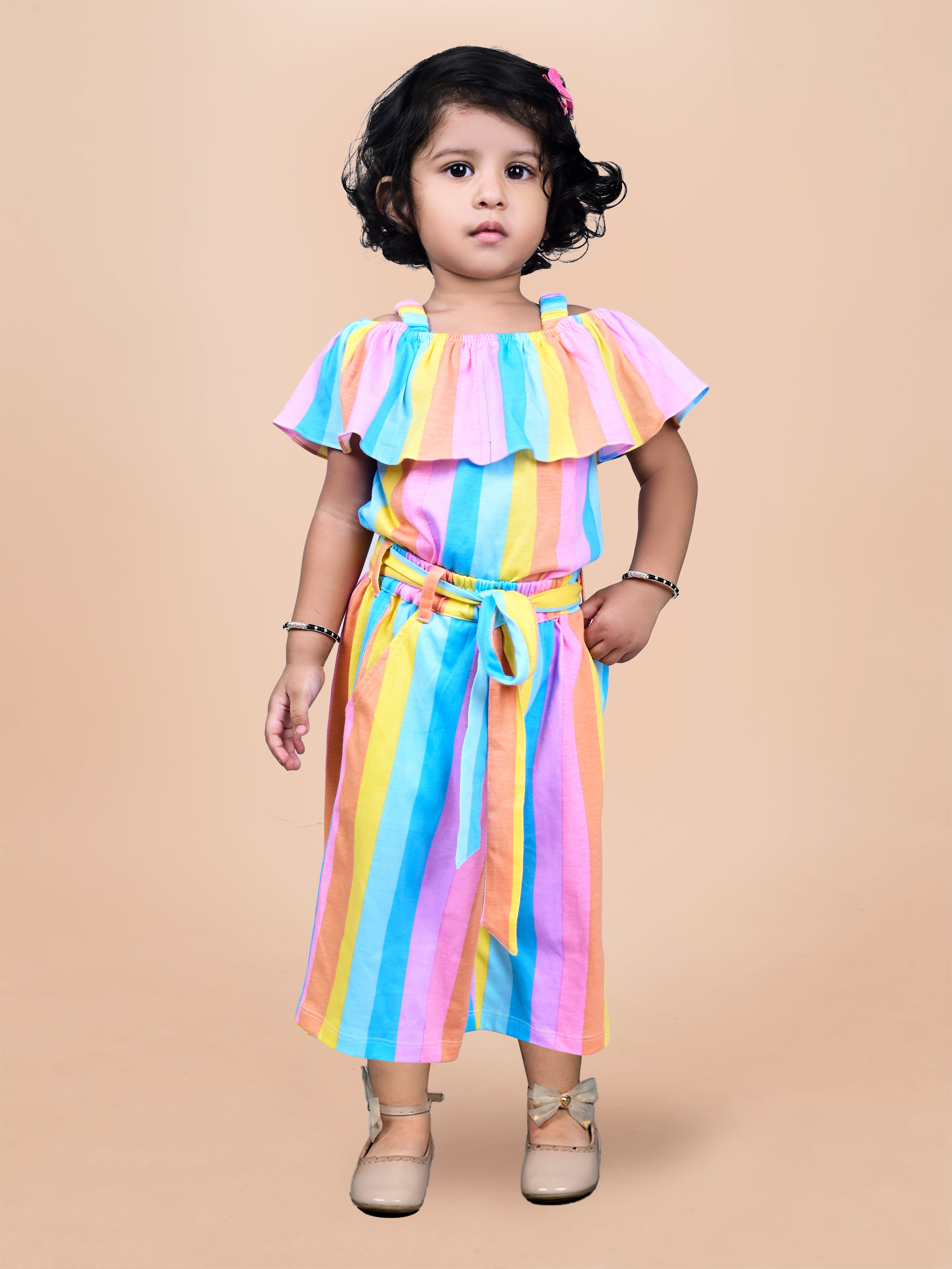 DTD Pure Cotton All Over Rainbow Printed Girls Jump Suit G-JUM -001