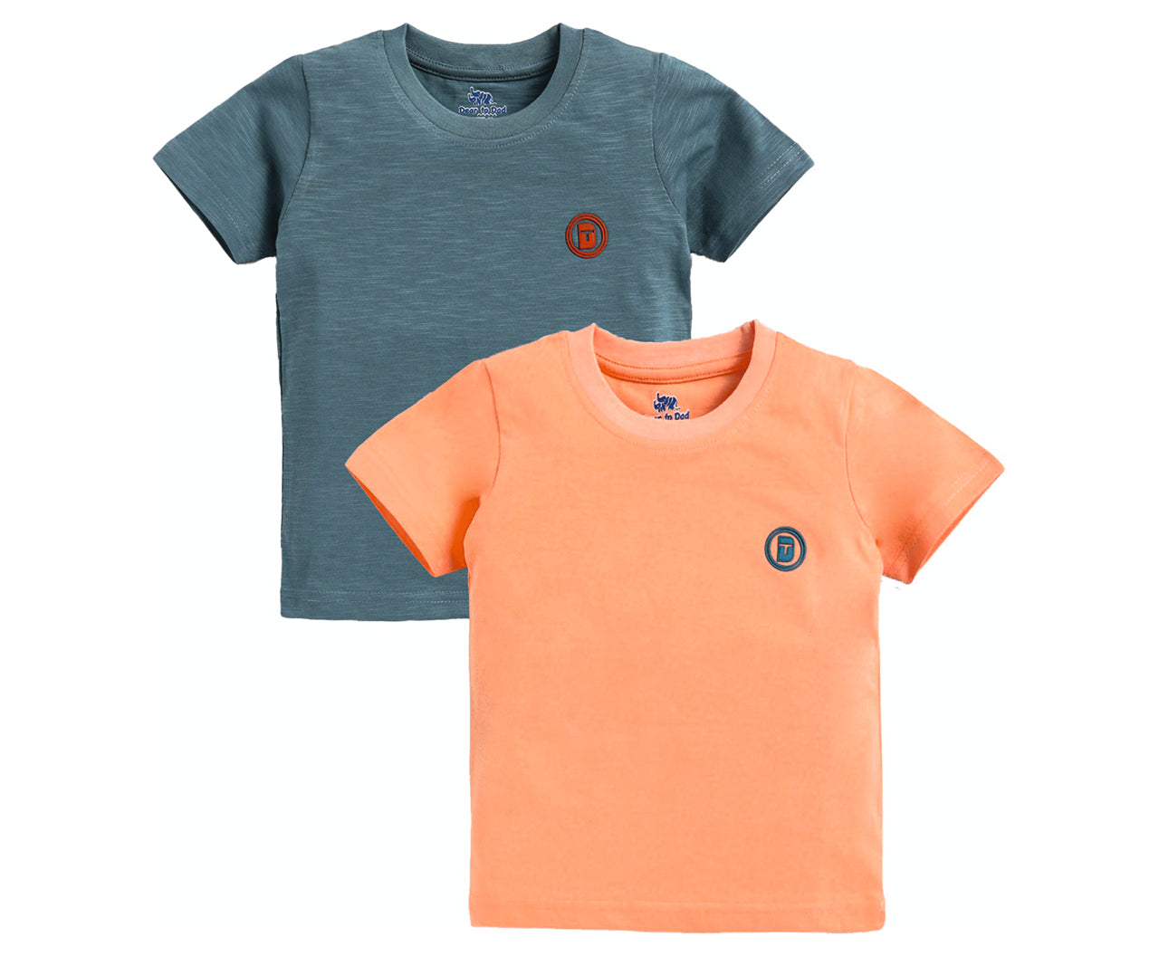 DTD Solid Color Boys T-Shirt- Pack of 2- Chest Logo-BT-712B