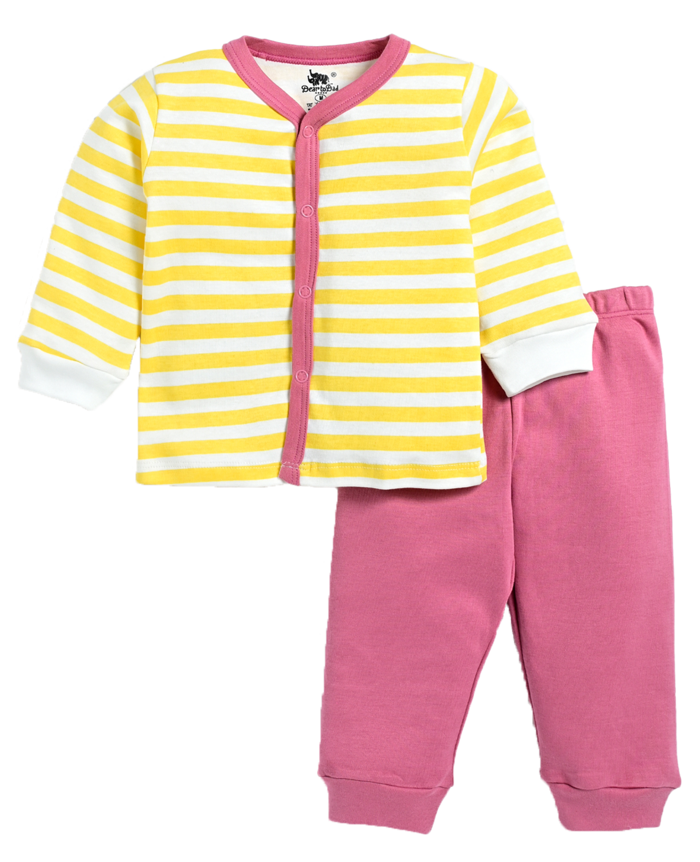 D2D All Over Full Sleeve Yellow Color Front Open Top with Pink Pant G-FO-23_Yellow