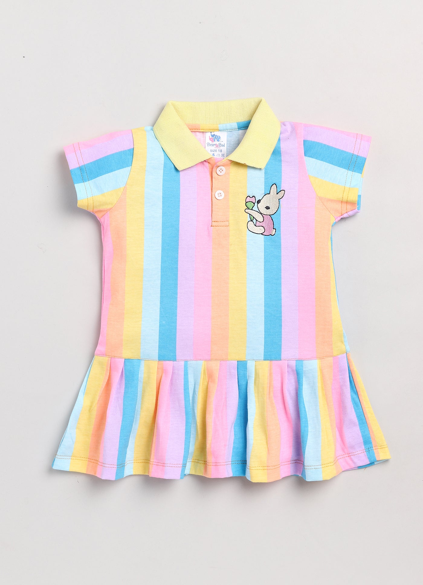 Dear To Dad Pure Cotton Rainbow Printed Half Sleeve Baby Girls Frock GF-KN-231