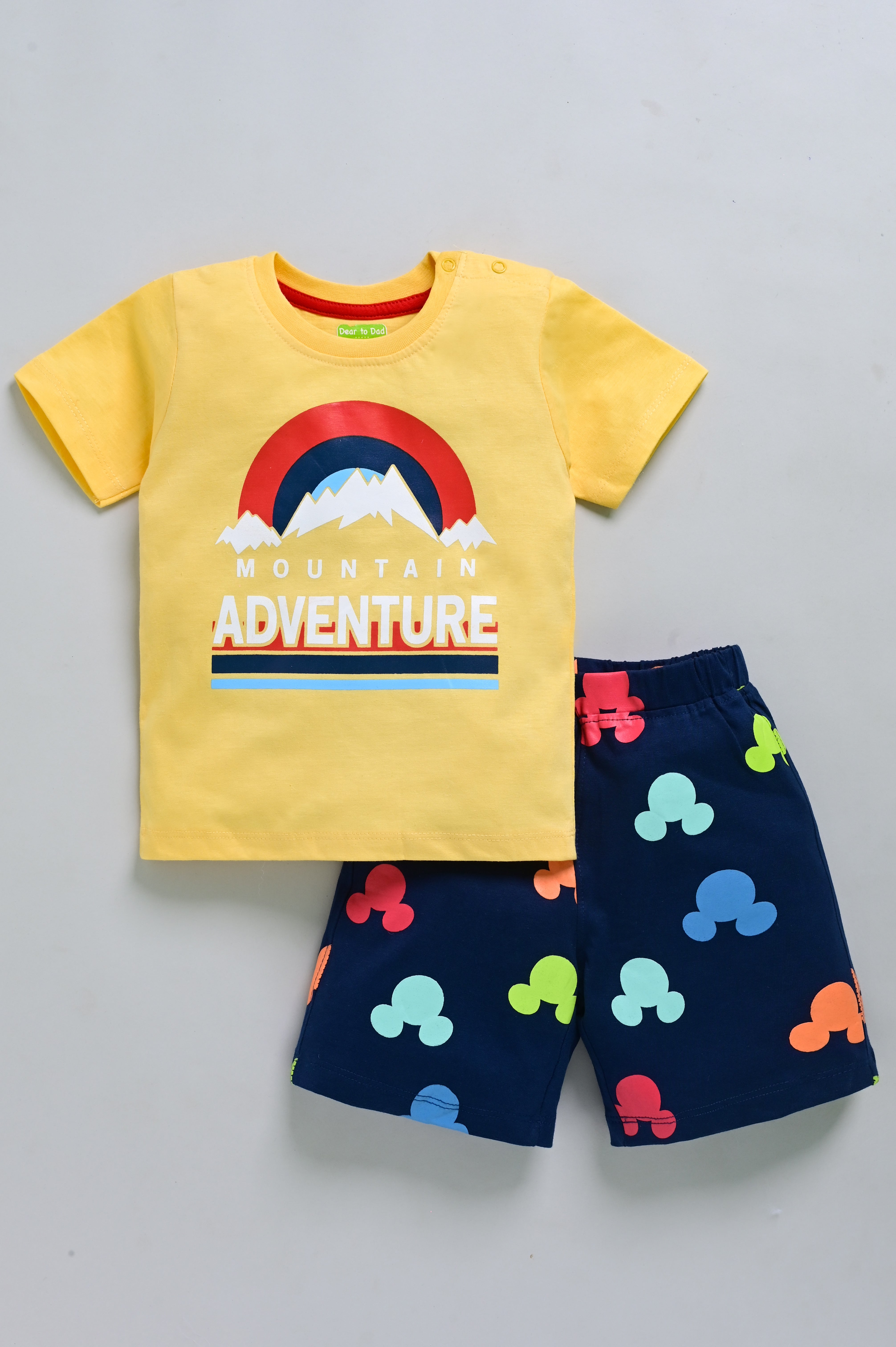 DTD Yellow Color Half Sleeve T-Shirt with Blue Shorts for Boys B-HS- 001