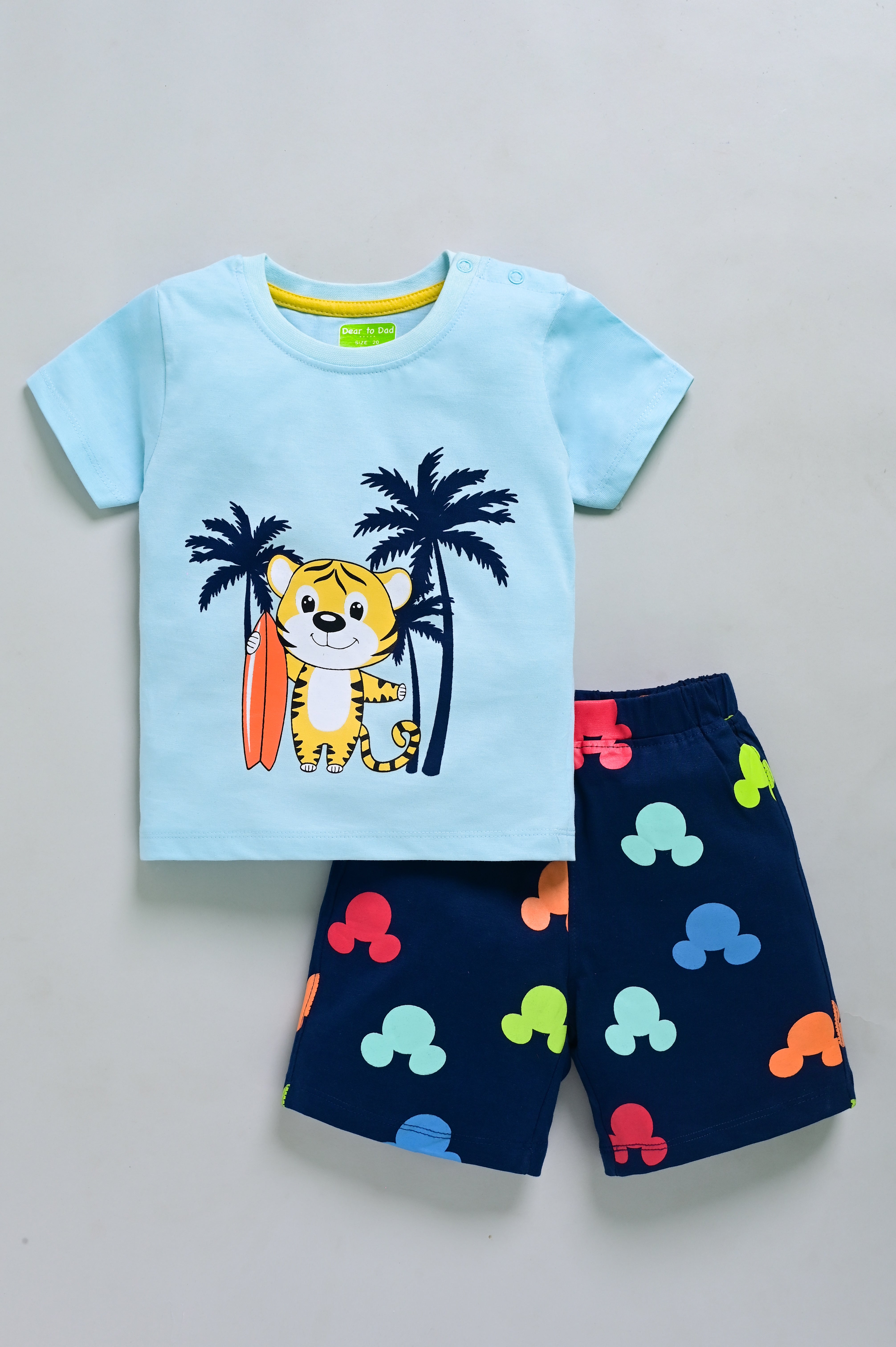 DTD Yellow Color Half Sleeve T-Shirt with Blue Shorts for Boys B-HS- 002