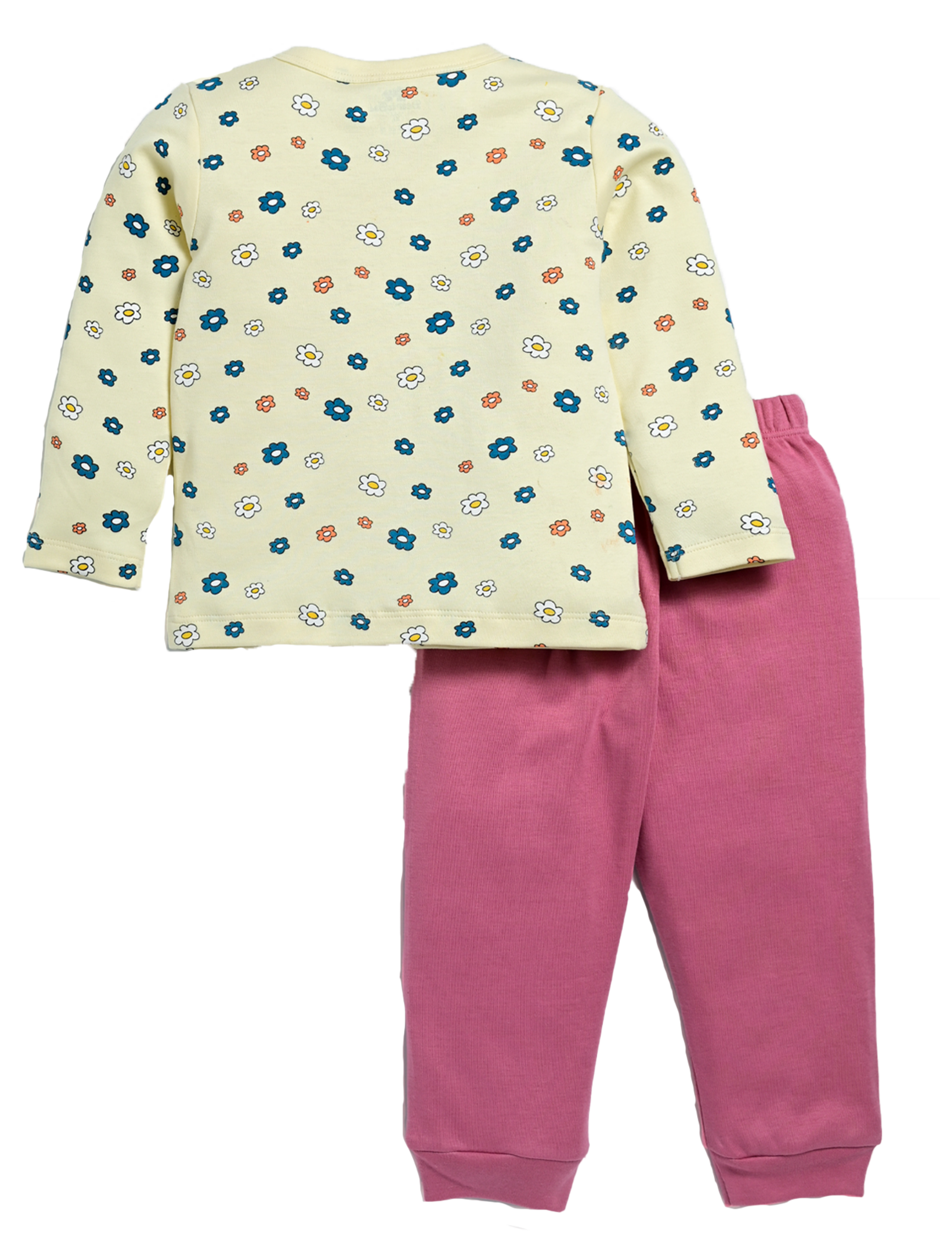 D2D All Over Full Sleeve Cream Color Front Open Top with Pink Pant G-FO-21_Cream