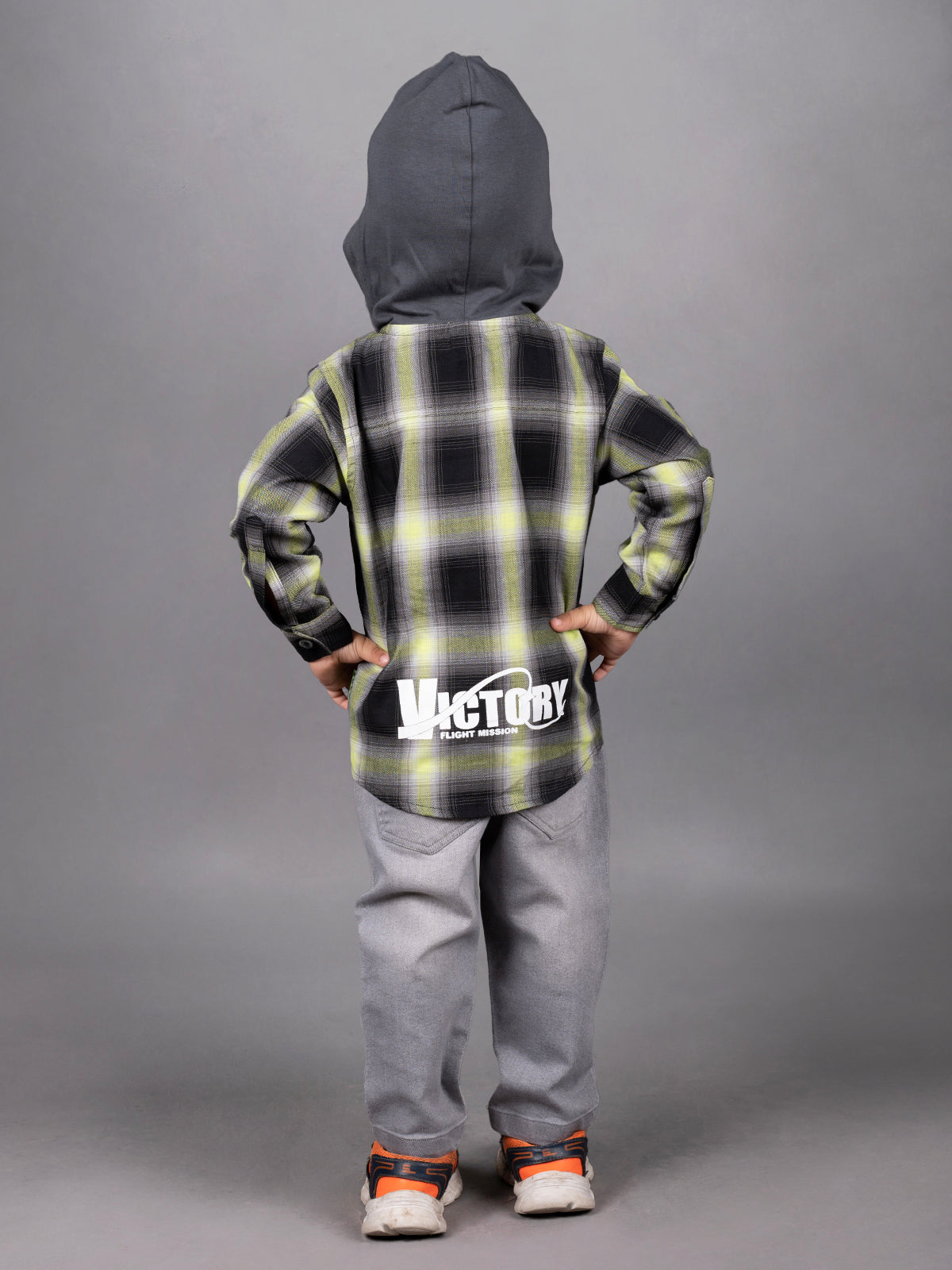 Dear To Dad Checkered Full Sleeve Hoodie set for Boys-B- FSD - 841