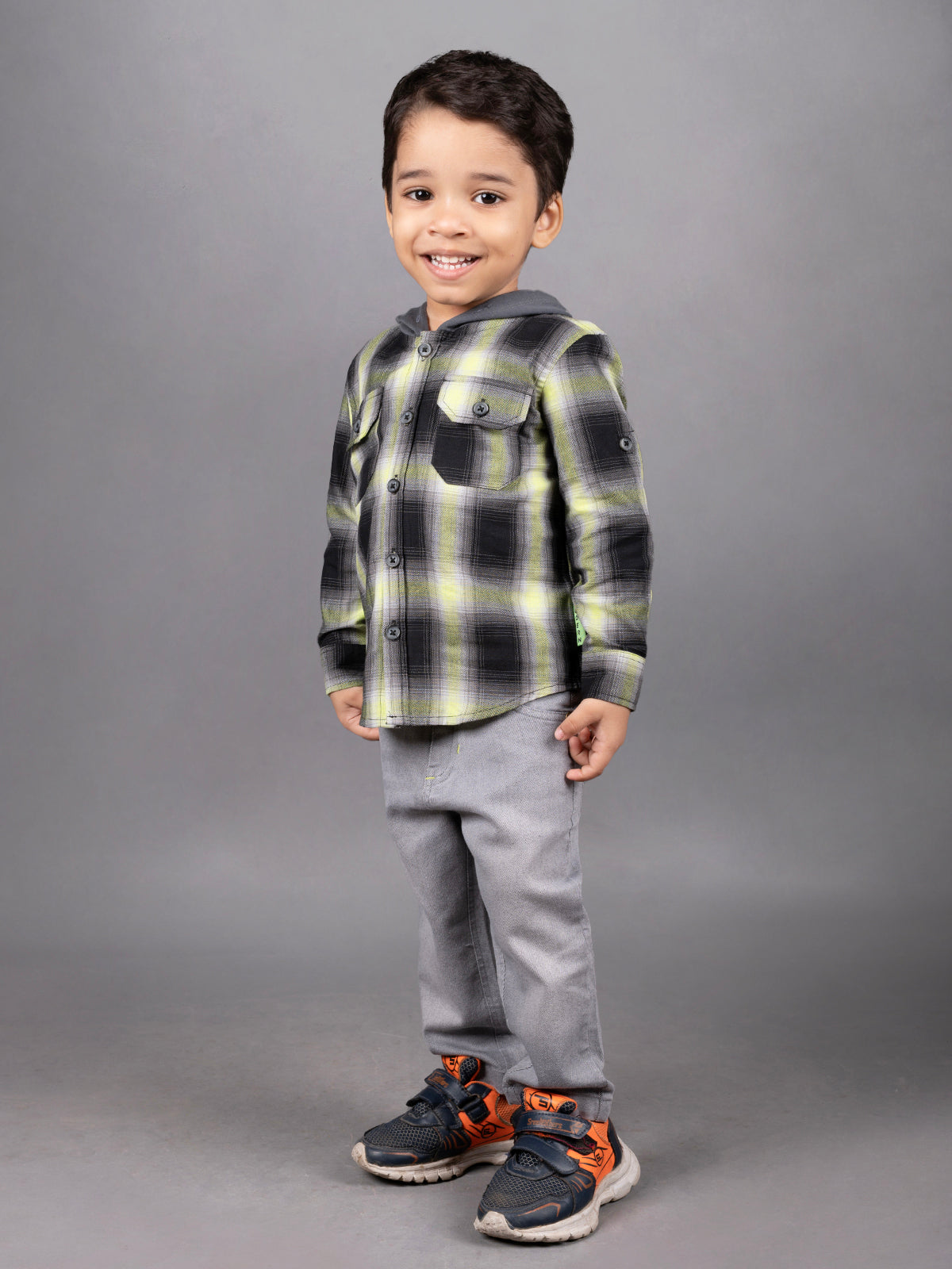 Dear To Dad Checkered Full Sleeve Hoodie set for Boys-B- FSD - 841