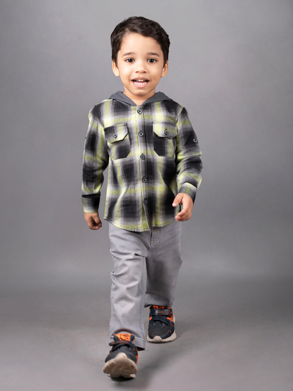 Dear To Dad Checkered Full Sleeve Hoodie set for Boys-B- FSD - 841