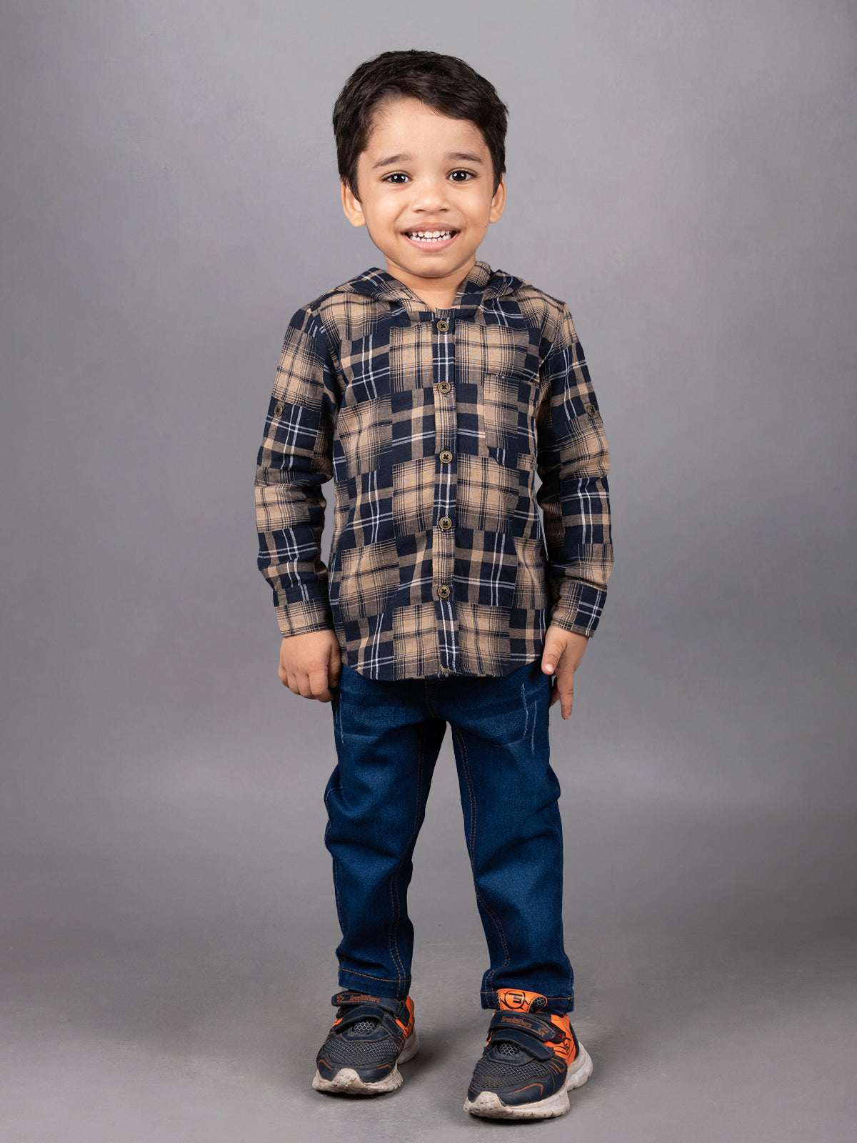 Boys Full Sleeve Hoodie Set with Denim Pant-B-FDS-837