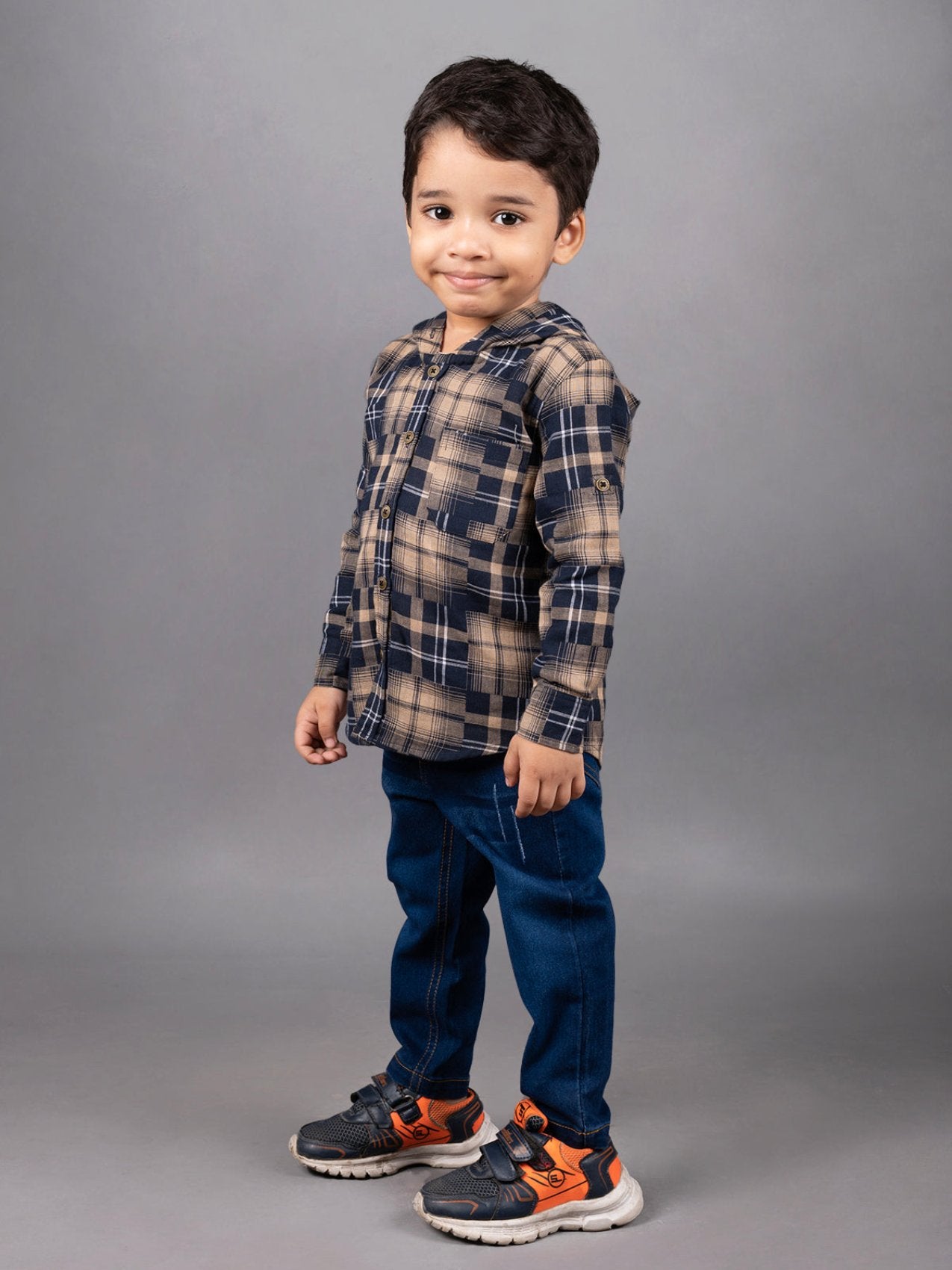 Boys Full Sleeve Hoodie Set with Denim Pant-B-FDS-837