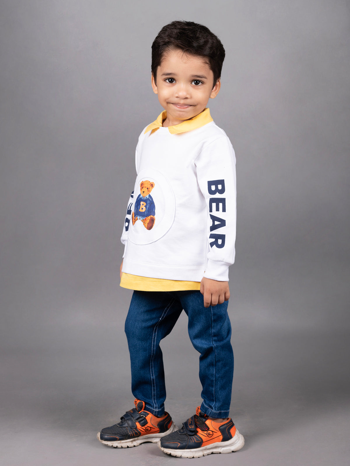 DTD Boys Full Sleeve Little Bear Printed Shirt with Denim Pant B-FSD-831