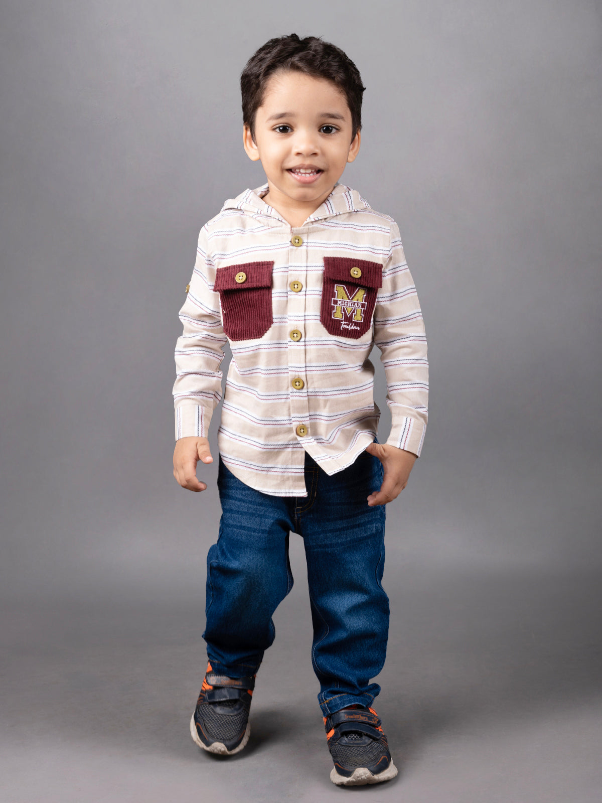 DTD Checkered Full Sleeve Hoodie set for Boys-B- FSD - 842