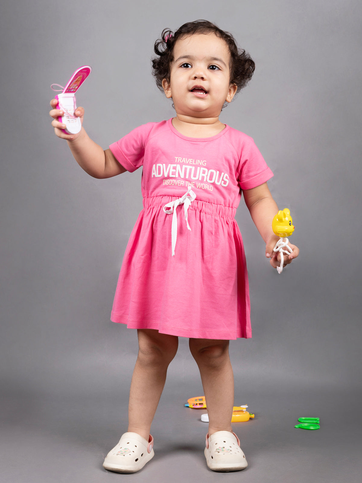 Dear To Dad Pure Cotton Pink Color Girls Frock FRK-005