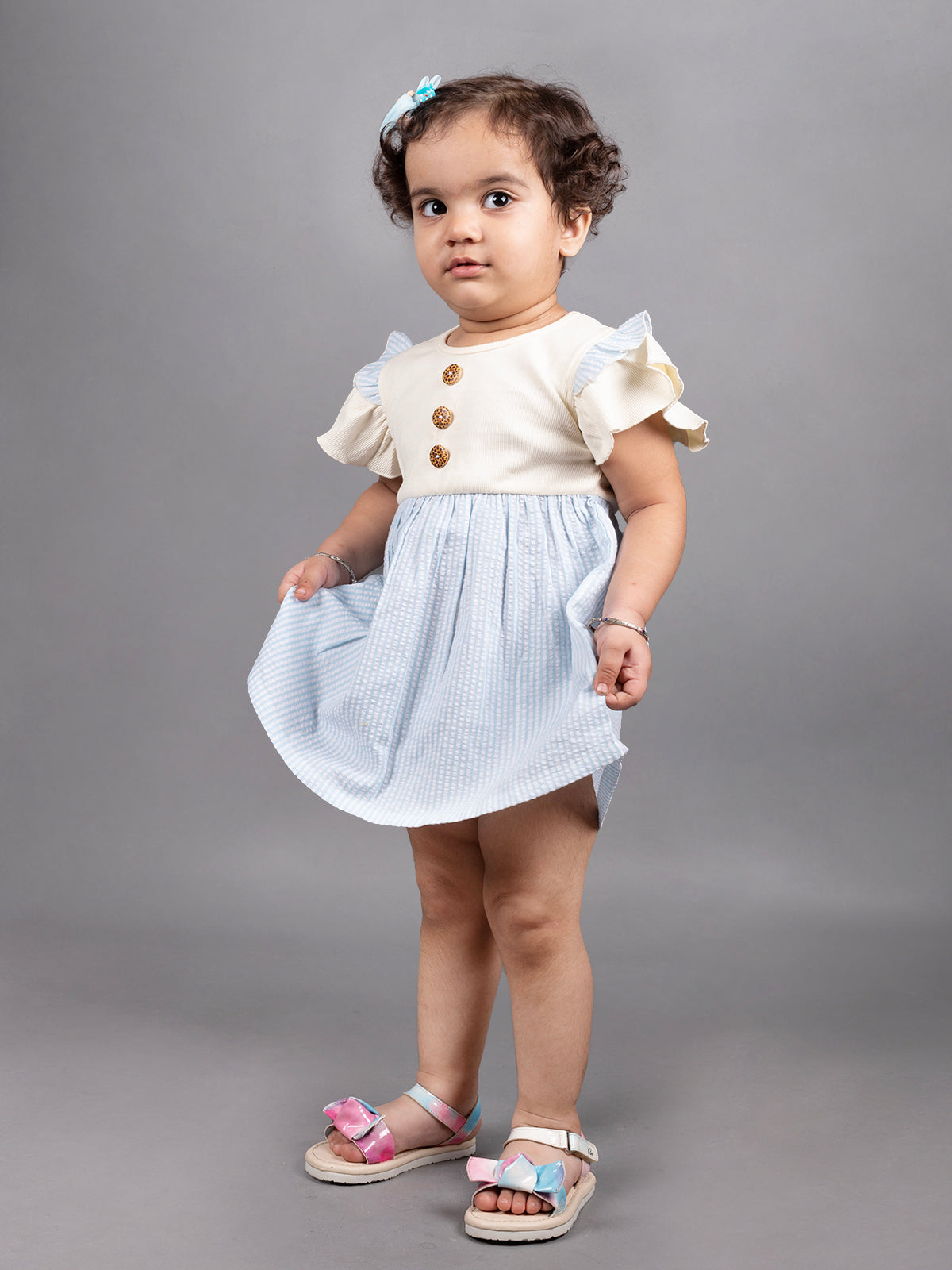 Dear To Dad Pure Cotton Grey Color Girls  Frock FRK-006