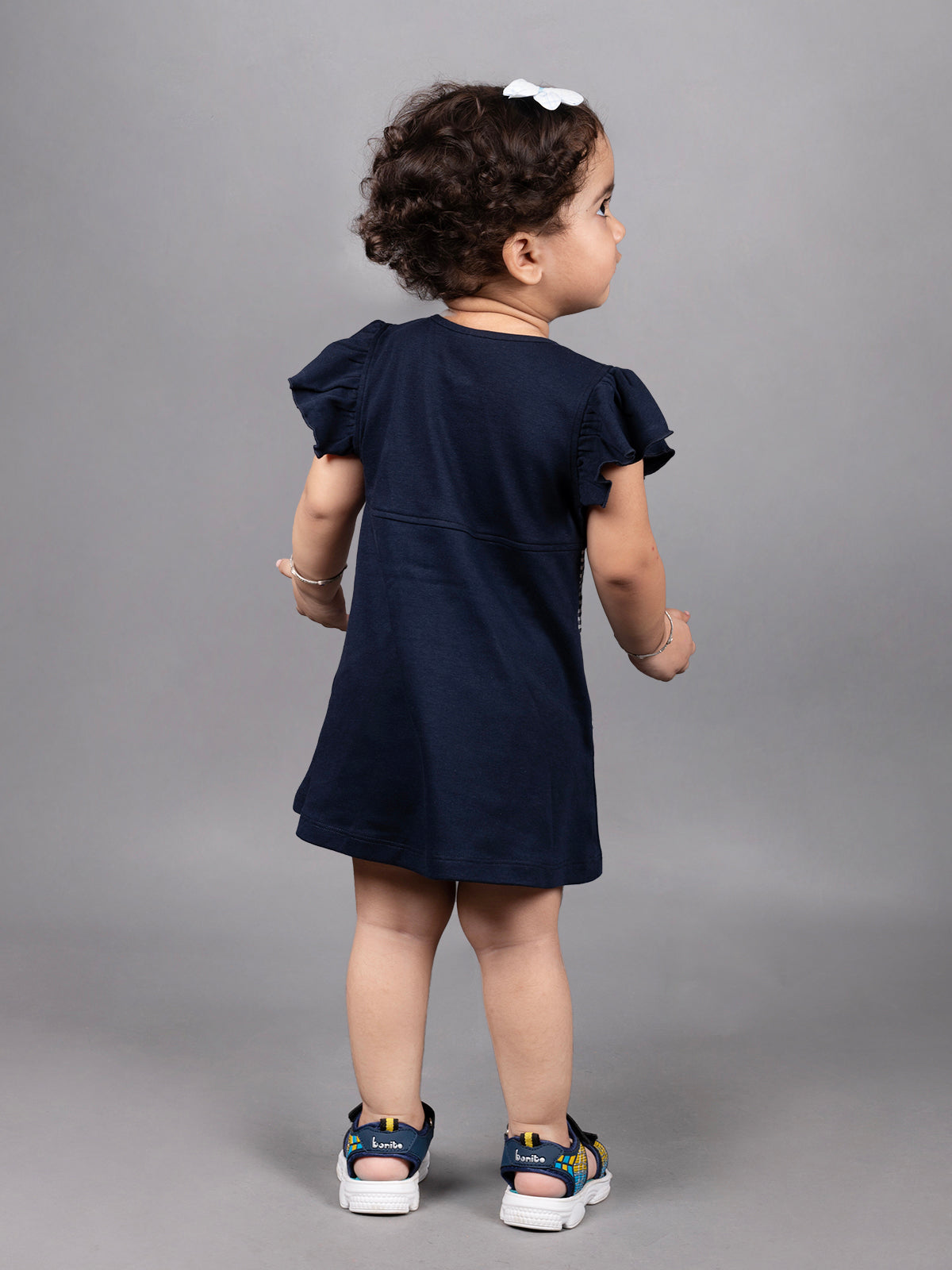 Dear To Dad Pure Cotton Navy Blue Color Girls  Frock FRK-010