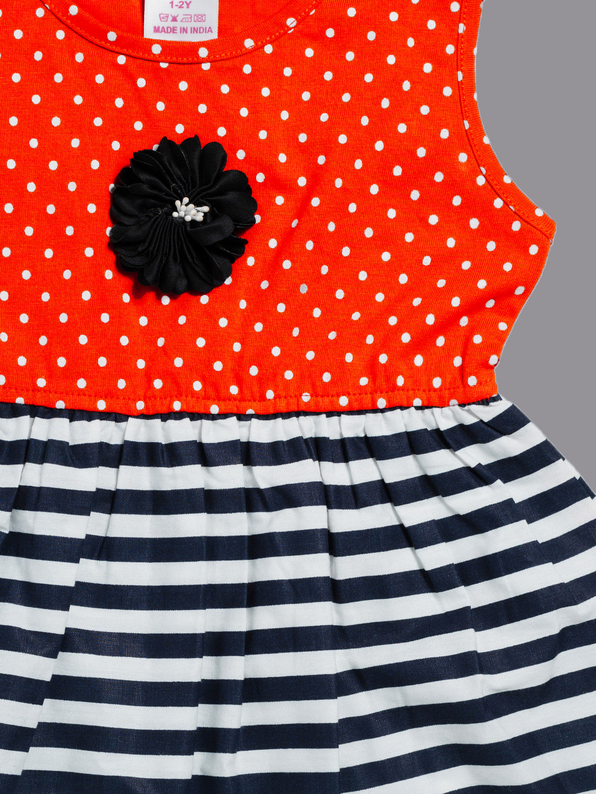 Sleeveless Red and Black Baby Girls Aline Frock FRK-012