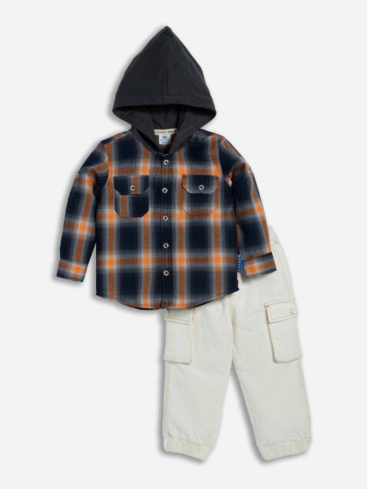 Dear To Dad Checkered Full Sleeve Hoodie set for Boys-B- FSD - 841