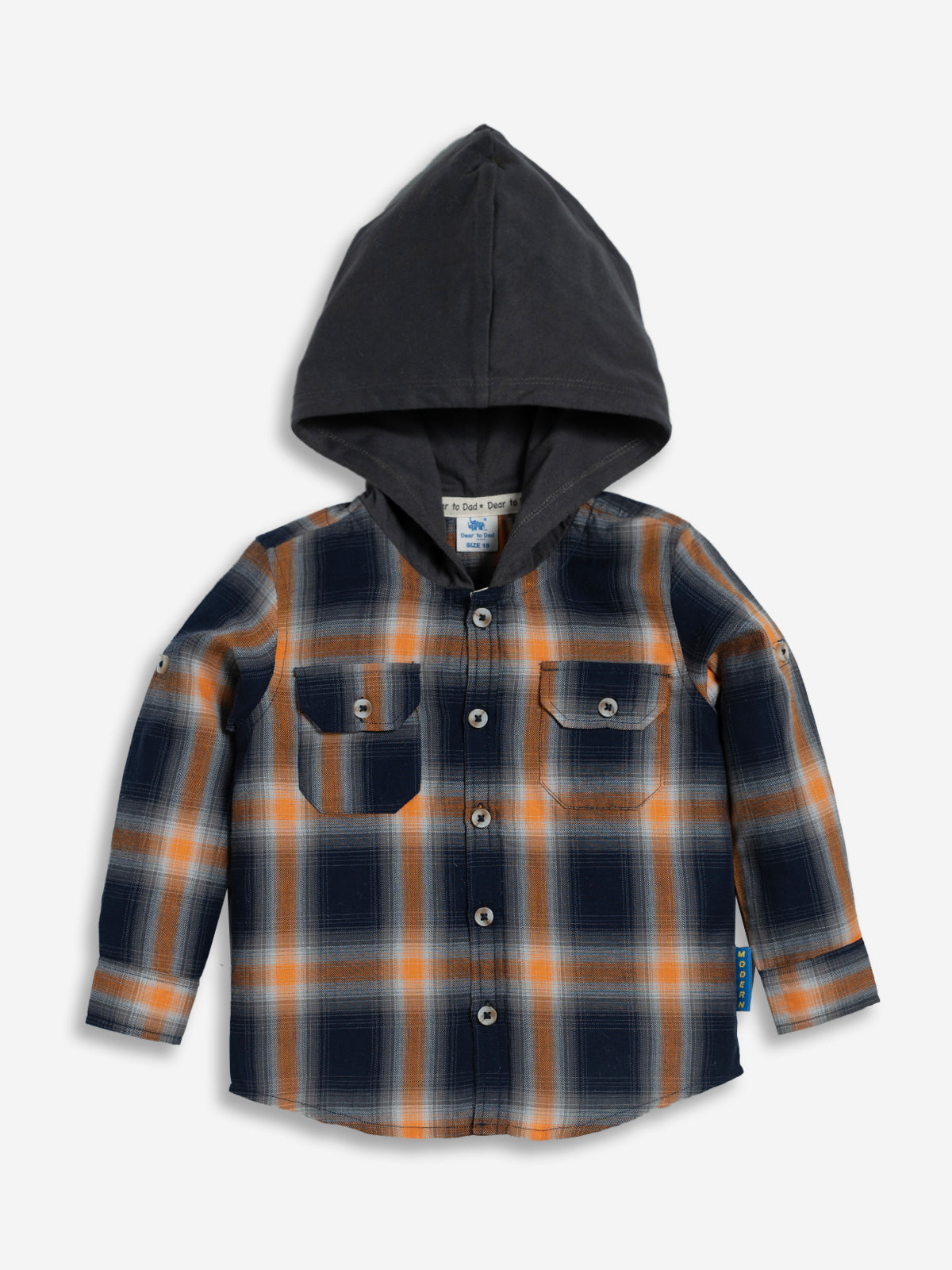 Dear To Dad Checkered Full Sleeve Hoodie set for Boys-B- FSD - 841