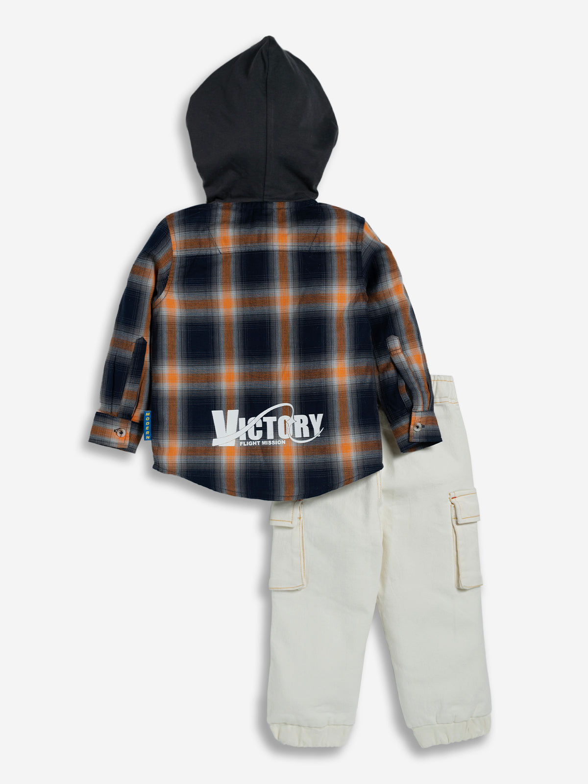 Dear To Dad Checkered Full Sleeve Hoodie set for Boys-B- FSD - 841