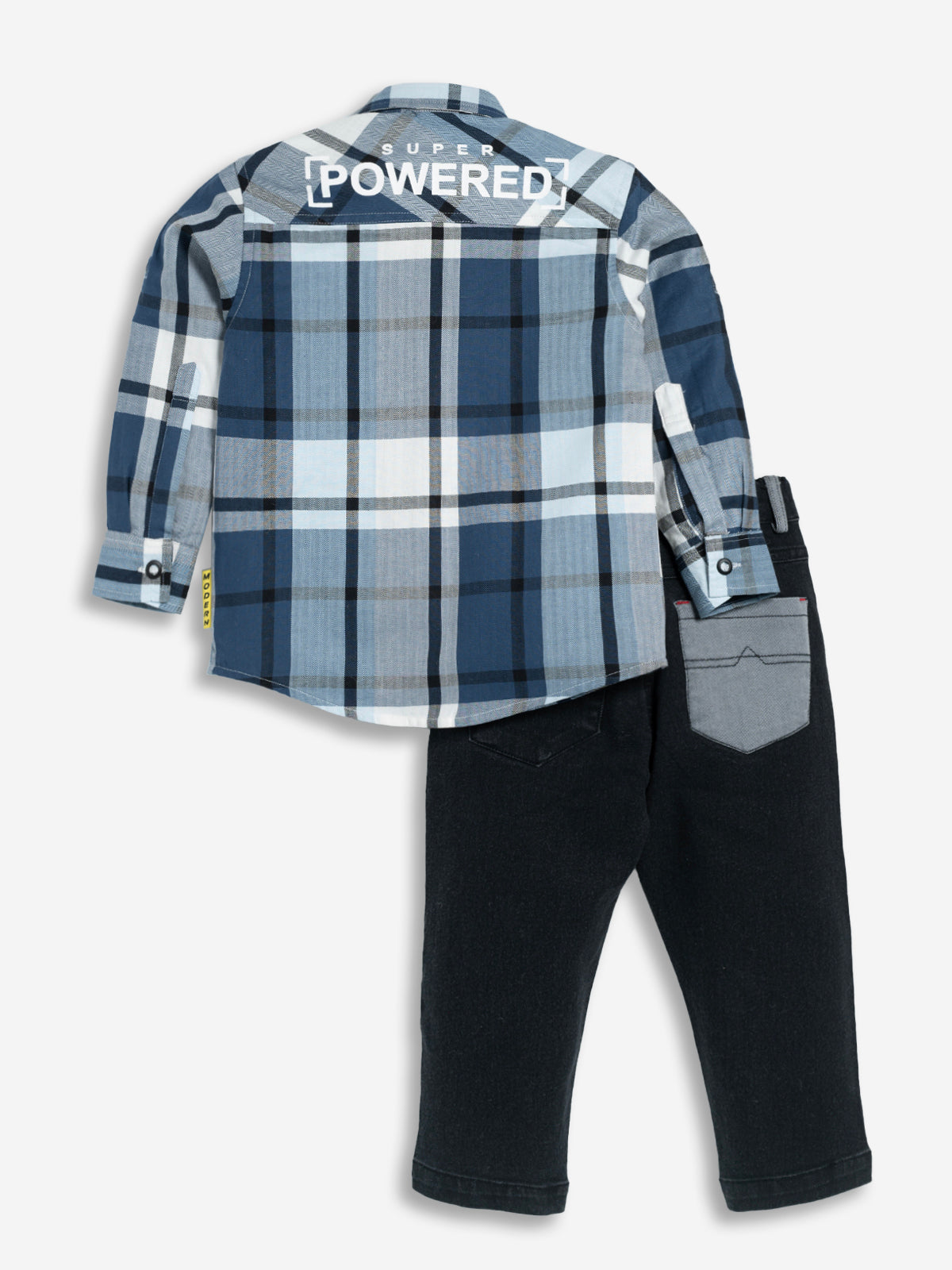 DTD Boys Full Sleeve Checkered Pattern Shirt with Denim Pant B-FSD-839