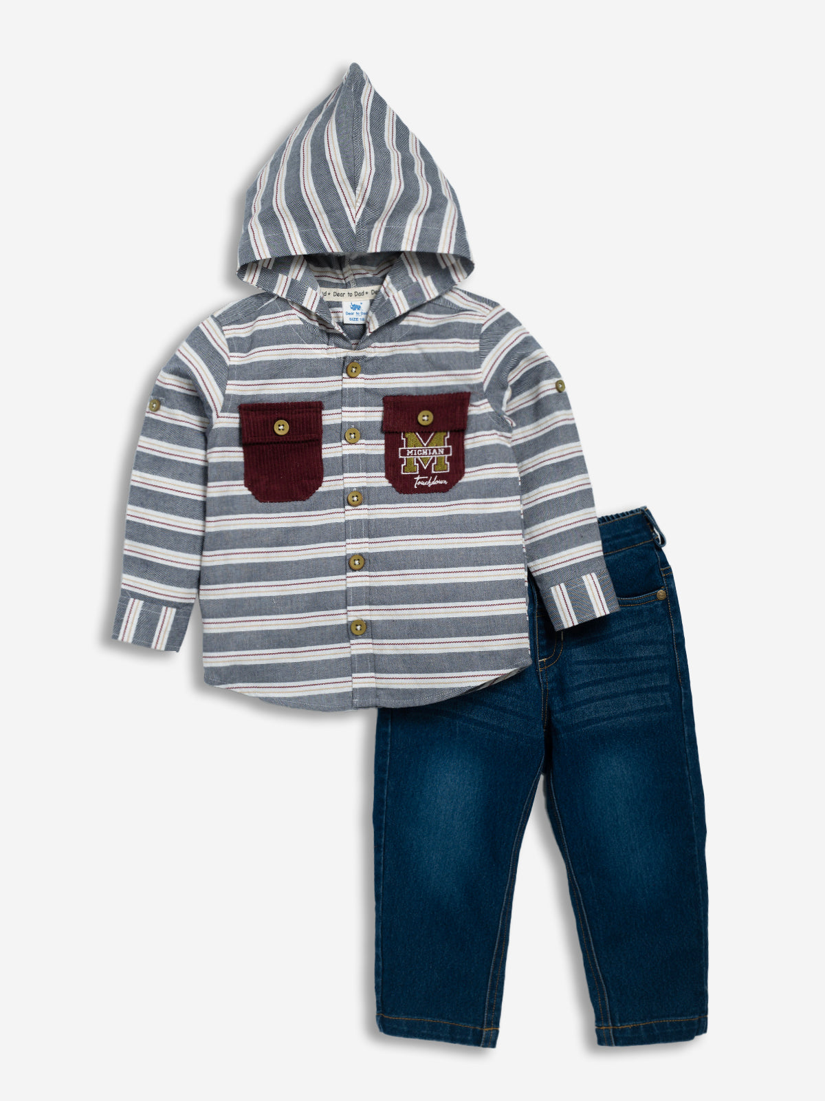 DTD Checkered Full Sleeve Hoodie set for Boys-B- FSD - 842