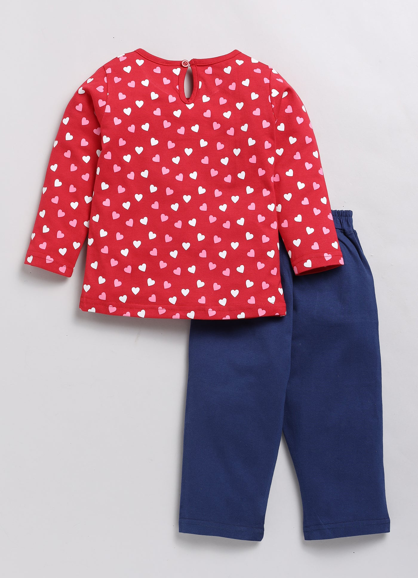 Heart Printed Full Sleeve Set for Girls-7134