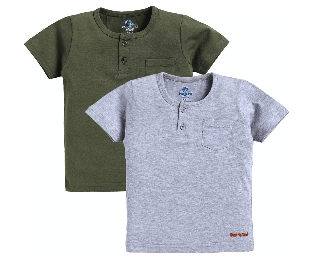 DTD Solid Color Boys T-Shirt- Pack of 2- Box Placket-BT-713B