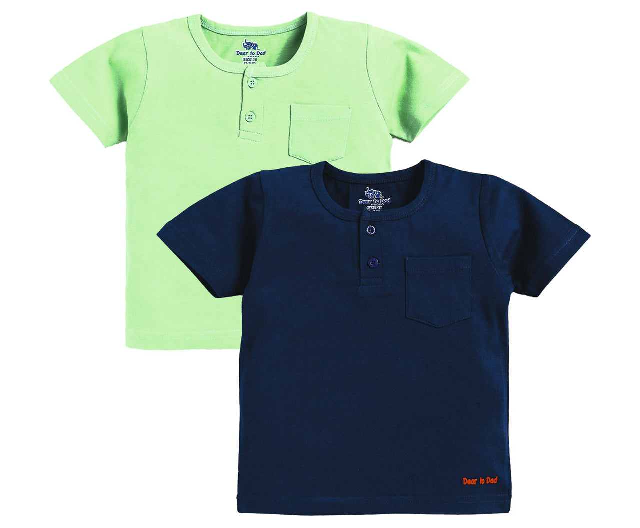 DTD Solid Color Boys T-Shirt- Pack of 2- Box Placket-BT-713C