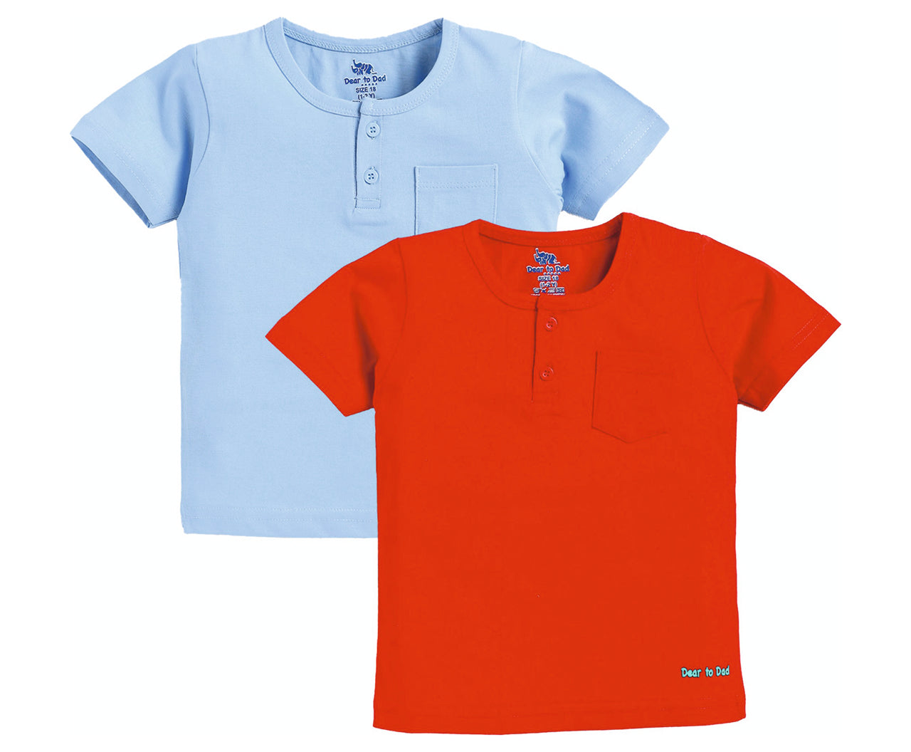 DTD Solid Color Boys T-Shirt- Pack of 2- Box Placket-BT-713A